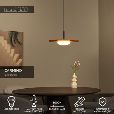 Lucide CARMINO - Suspension - Ø 38,7 cm - LED - 1x8W 3000K - Terre cuite | Essential